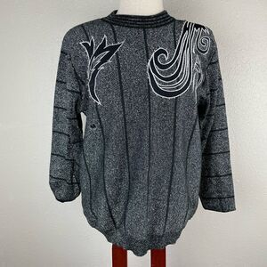 NWOT Terazzo Black and Metallic Silver Top Size M